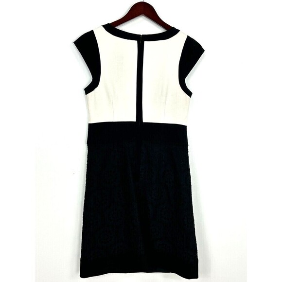 Laundry by Shelli Segal Sz 6 Black White Colorblock Lace Sheath Career Dress N4 - Picture 3 of 12